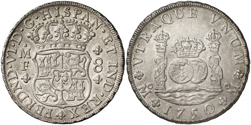 1750. Fernando VI. México. MF. 8 reales. (Cal. 325). 27,01 g. Columnario. Bella....