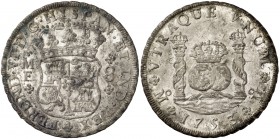 1753. Fernando VI. México. MF. 8 reales. (Cal. 331). 26,81 g. Columnario. Muy bella. Brillo original. Rara así. EBC+.