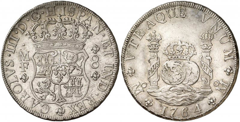 1764. Carlos III. México. MF. 8 reales. (Cal. 899). 27,22 g. Columnario. Rayita ...