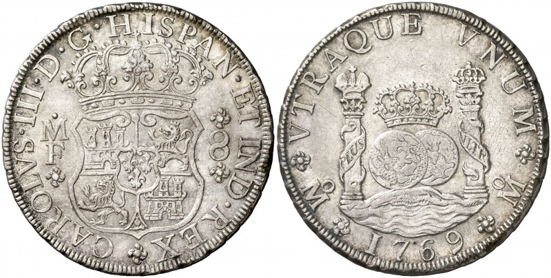 1769. Carlos III. México. MF. 8 reales. (Cal. 909). 26,88 g. Columnario. Bella. ...