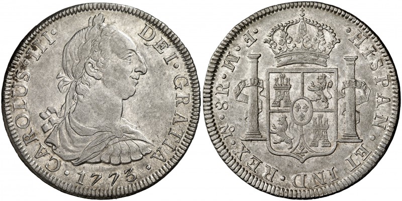 1773. Carlos III. México. FM. 8 reales. (Cal. 917). 26,93 g. Ceca y ensayadores ...
