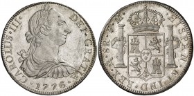 1776. Carlos III. México. FM. 8 reales. (Cal. 921). 26,86 g. Muy bella. Brillo original. Rara así. S/C.
