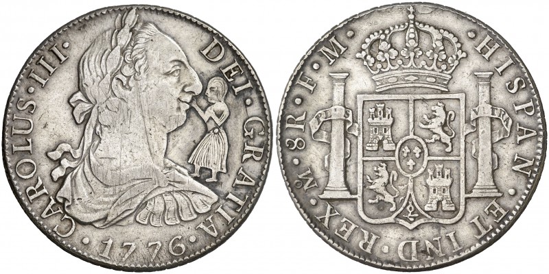 1776. Carlos III. México. FM. 8 reales. (Cal. 921). 25,32 g. Figura indígena bur...