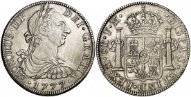 1777. Carlos III. México. FM. 8 reales. (Cal. 923). 27 g. Limpiada. Buen ejemplar. (EBC-).