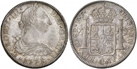 1778. Carlos III. México. FF. 8 reales. (Cal. 926). 26,81 g. Bella pátina. EBC-/EBC.