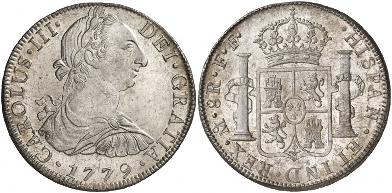 1779. Carlos III. México. FF. 8 reales. (Cal. 929). 26,94 g. Muy bella. Brillo o...