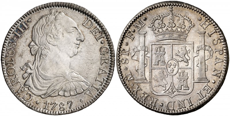 1787. Carlos III. México. FM. 8 reales. (Cal. 941). 27,10 g. Bella. Escasa así. ...