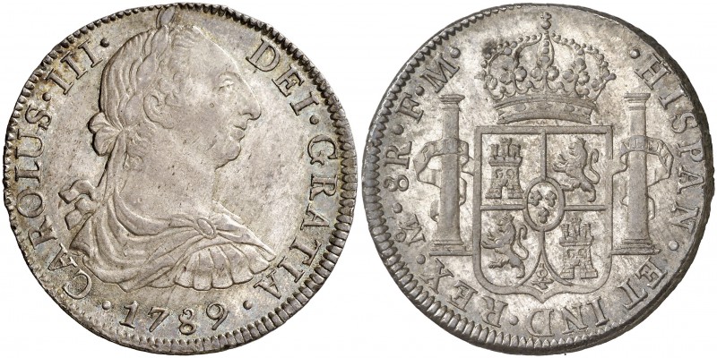 1789. Carlos III. México. FM. 8 reales. (Cal. 944). 26,89 g. Bellísima. Preciosa...