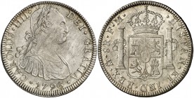 1796. Carlos IV. México. FM. 8 reales. (Cal. 690). 26,94 g. Bella. Escasa así. EBC+.