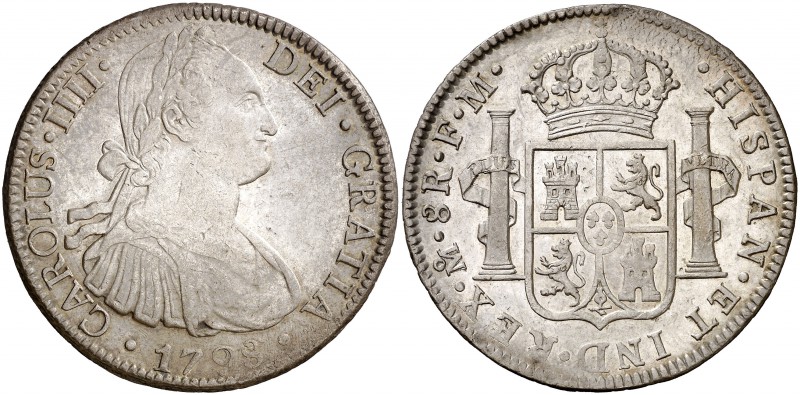 1798. Carlos IV. México. FM. 8 reales. (Cal. 692). 26,99 g. Leves marquitas. Pát...