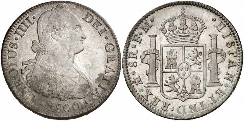 1800. Carlos IV. México FM. 8 reales. (Cal. 695). 26,91 g. Leves sombras. MBC+/E...