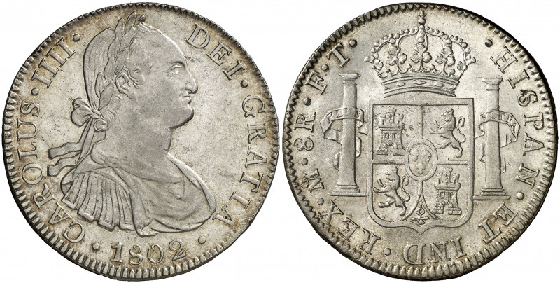 1802. Carlos IV. México. FT. 8 reales. (Cal. 698). 26,93 g. Muy bella. Precioso ...