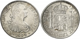 1804. Carlos IV. México. TH. 8 reales. (Cal. 701). 26,91 g. Limpiada. EBC.