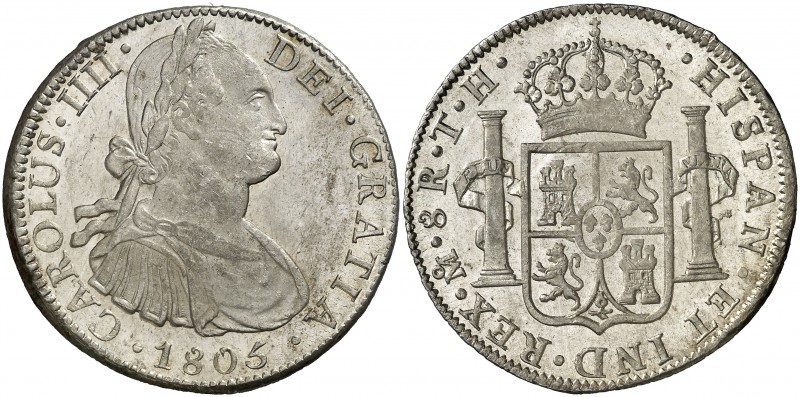 1805. Carlos IV. México. TH. 8 reales. (Cal. 703). 26,88 g. Muy bella. Brillo or...