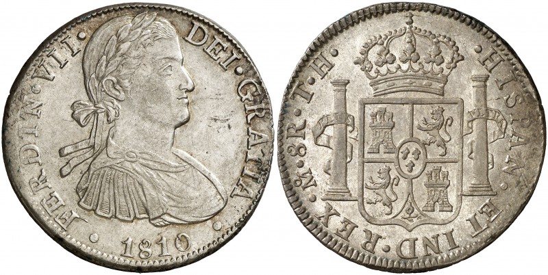 1810. Fernando VII. México. TH. 8 reales. (Cal. 541). 26,93 g. Busto imaginario....