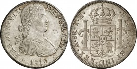1810. Fernando VII. México. TH. 8 reales. (Cal. 541). 26,93 g. Busto imaginario. Bella. Rara así. EBC+/S/C-.