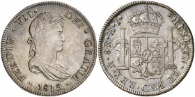 1813. Fernando VII. México. HJ. 8 reales. (Cal. 550). 26,80 g. Raya de acuñación. Pátina. EBC.