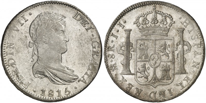 1815. Fernando VII. México. JJ. 8 reales. (Cal. 557). 26,90 g. Bella. Brillo ori...