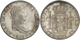 1819. Fernando VII. México. JJ. 8 reales. (Cal. 563). 26,97 g. Bella. Escasa así. EBC+.