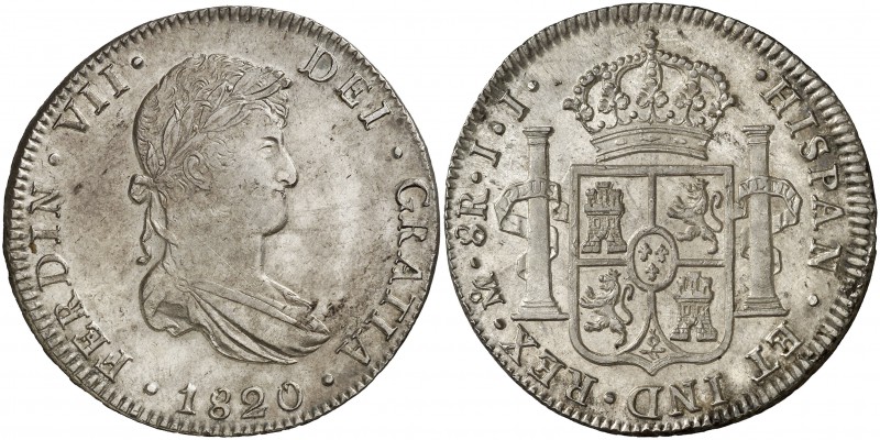 1820. Fernando VII. México. JJ. 8 reales. (Cal. 564). 27 g. Muy bella. Brillo or...
