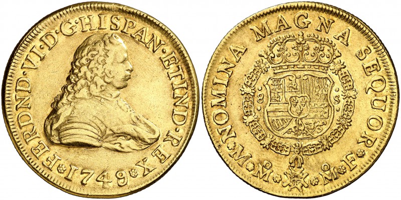 1749/8. Fernando VI. México. MF. 8 escudos. (Cal. 35) (Cal.Onza 598). 26,90 g. B...