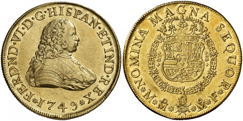 1749. Fernando VI. México. MF. 8 escudos. (Cal. 36) (Cal.Onza 599). 27 g. Rayita...