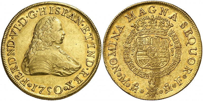 1750. Fernando VI. México. MF. 8 escudos. (Cal. 37) (Cal.Onza 600). 26,95 g. Imp...