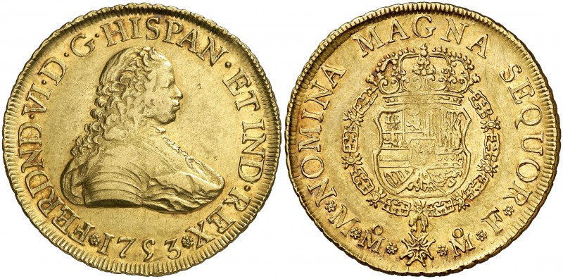 1753. Fernando VI. México. MF. 8 escudos. (Cal. 41) (Cal.Onza 504). 26,95 g. Acu...