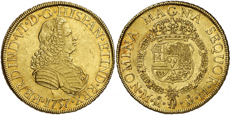 1757. Fernando VI. México. MM. 8 escudos. (Cal. 45) (Cal.Onza 608). 26,98 g. Lev...