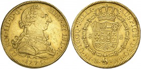 1775. Carlos III. México. FM. 8 escudos. (Cal. 92) (Cal.Onza 764). 26,96 g. Ceca y ensayadores invertidos. Pulida. (EBC).