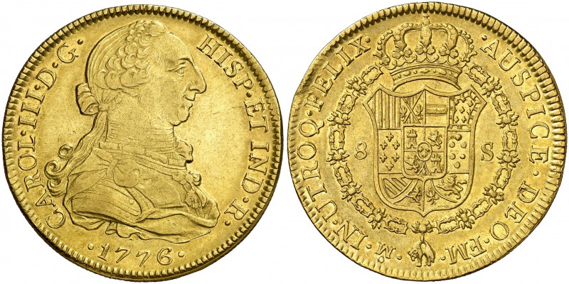 1776. Carlos III. México. FM. 8 escudos. (Cal. 93) (Cal.Onza 766). 26,92 g. Ceca...