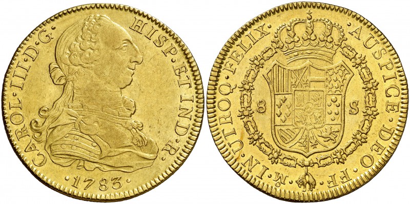 1783. Carlos III. México. FF. 8 escudos. (Cal. 103) (Cal.Onza 778). 27 g. Ceca y...