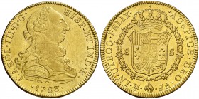 1783. Carlos III. México. FF. 8 escudos. (Cal. 103) (Cal.Onza 778). 27 g. Ceca y ensayadores invertidos. MBC+/EBC-.
