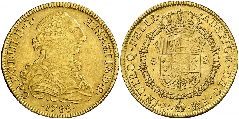 1785. Carlos III. México. FM. 8 escudos. (Cal. 109) (Cal.Onza 784). 26,99 g. Cec...