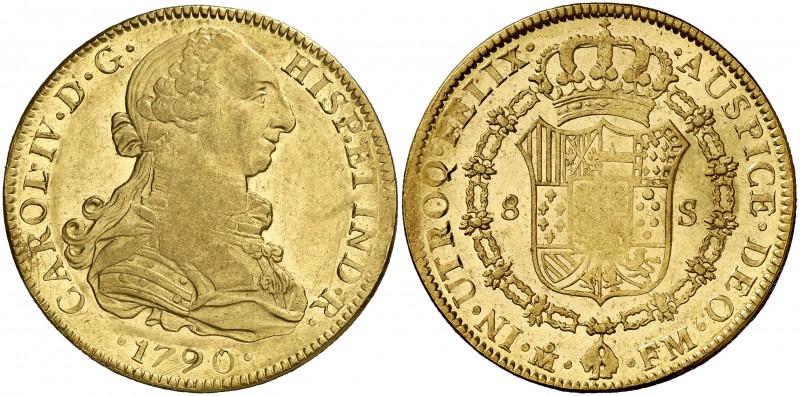 1790. Carlos IV. México. FM. 8 escudos. (Cal. 37) (Cal.Onza 1016). 27 g. Busto d...