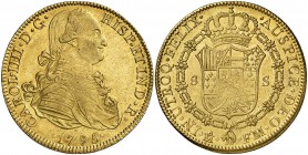 1795. Carlos IV. México. FM. 8 escudos. (Cal. 44) (Cal.Onza 1025). 27,03 g. Bella. Escasa así. EBC+.