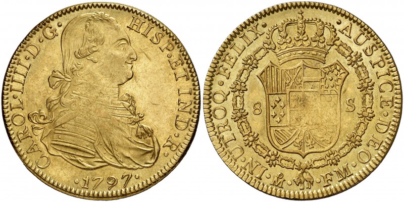1797. Carlos IV. México. FM. 8 escudos. (Cal. 47) (Cal.Onza 1028). 27,02 g. Acuñ...
