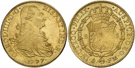 1797. Carlos IV. México. FM. 8 escudos. (Cal. 47) (Cal.Onza 1028). 27,02 g. Acuñación algo floja. Bella. EBC/EBC+.