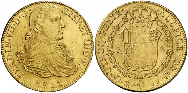 1811. Fernando VII. México. JJ. 8 escudos. (Cal. 49) (Cal.Onza 1258). 27 g. Bust...