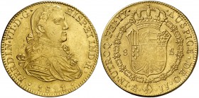 1811. Fernando VII. México. JJ. 8 escudos. (Cal. 49) (Cal.Onza 1258). 27 g. Busto imaginario. Parte de brillo original. MBC+.
