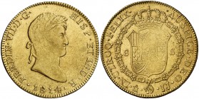 1814. Fernando VII. México. JJ. 8 escudos. (Cal. 51) (Cal.Onza 1261). 27 g. Primer año de busto propio. Bonito color. MBC.