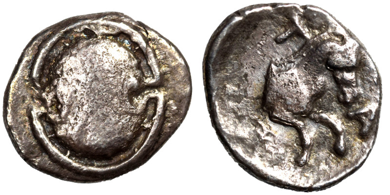 BOEOTIA. Tanagra. Early-mid 4th century BC). Obol (silver, 0.92 g, 11 mm). Boiot...