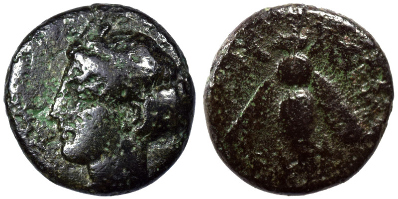 IONIA. Ephesos. 4th century BC. Ae (bronze, 1.23 g, 11 mm). Female head left. Re...