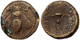 SELEUKID KINGS of SYRIA. Seleukos IV Philopator, 187-175 BC. Ae (bronze, 1.99 g, 12 mm), Uncertain mint. Bee. Rev. [ΒΑΣΙΛΕΩΣ Σ]ΕΛΕΥΚΟΥ Rose. SC -; HGC...