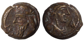 KINGS OF PARTHIA. Vologases IV, circa 147-191. Dichalkon (bronze, 3.26 g, 14 mm), Seleukeia on the Tigris. Diademed bust of Vologases IV to left, wear...