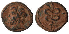 SYRIA, Seleukis and Pieria. Antioch. Pseudo-autonomous, 2nd century. Ae Tessera (bronze, 3.18 g, 15 mm). Head of Asklepios left. Rev. Serpent-entwined...