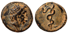SYRIA, Seleukis and Pieria. Antioch. Pseudo-autonomous, 2nd century. Ae Tessera (bronze, 3.98 g, 16 mm). Head of Asklepios right. Rev. Serpent-entwine...
