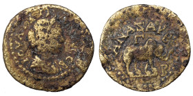 CILICIA. Anazarbus. Julia Maesa, Augusta, 218-224/5. Assarion (bronze, 3.73 g, 21 mm). Draped bust right, wearing stephane. Rev. Elephant advancing ri...