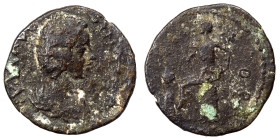 CORINTHIA. Corinth. Julia Domna, Augusta, 193-217. Ae (bronze, 5.61 g, 24 mm). Draped bust right. Rev. Isthmus (?) seated on rock, to left. Apparently...