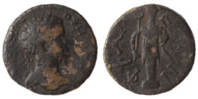 ARKADIA. Phigaleia. Septimius Severus, 193-211. Ae (bronze, 4.52 g, 21 mm). Laureate head right. Rev. Hermes facing as a terminal figure, holding kery...